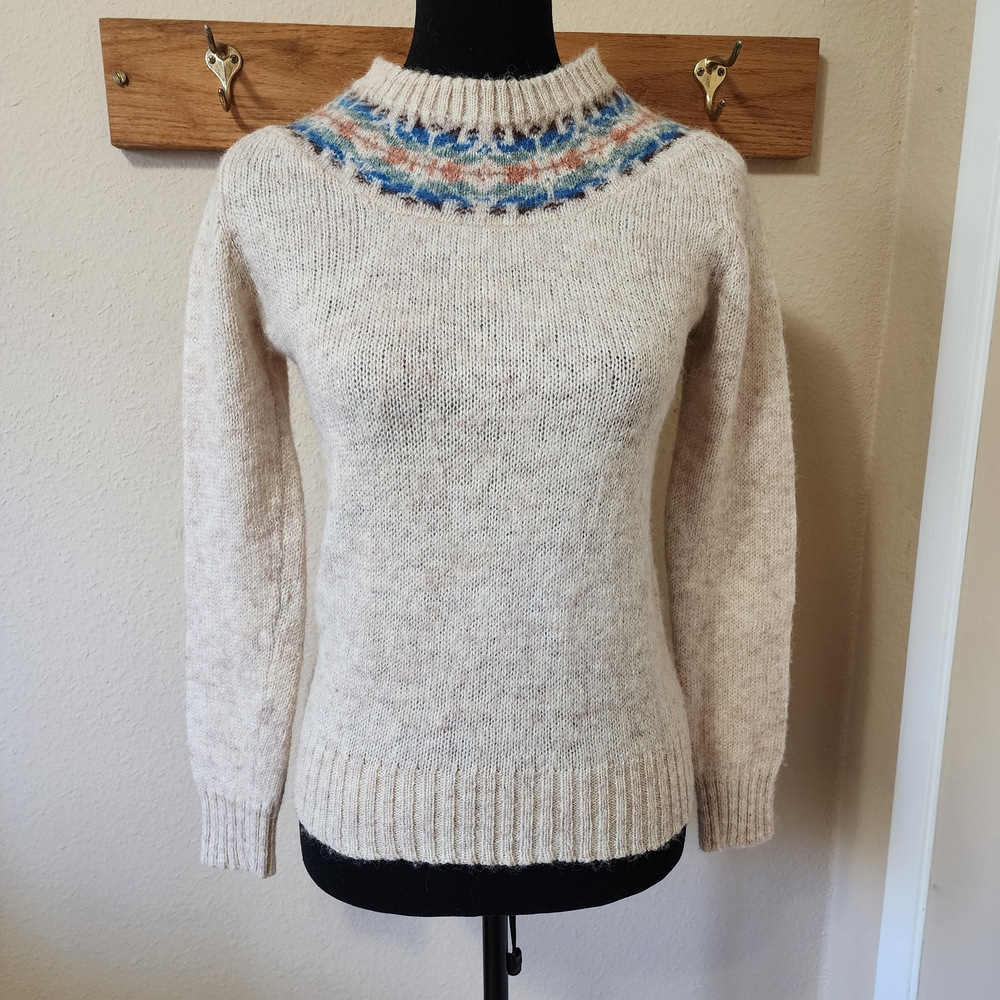 New Zealand Cream Fair Isle Wool Sweater